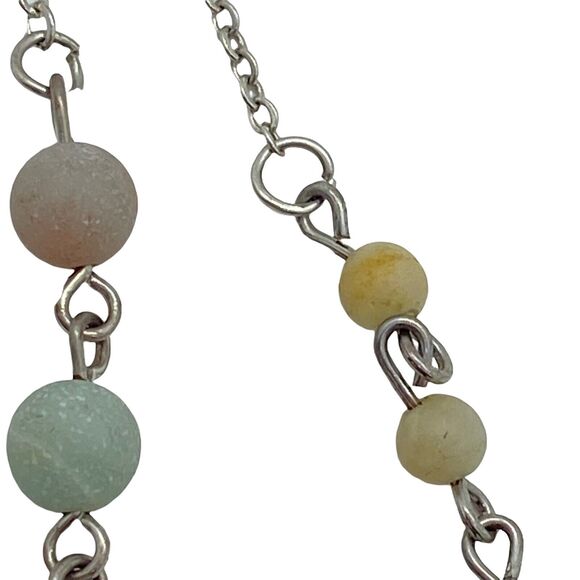 Australian Coin Necklace Womens Silver Tone Unpolished Stone Lobster Clasp 34" - Picture 2 of 12